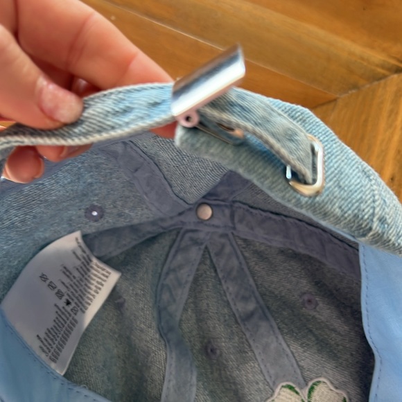 Claire's Lucky Clover Distressed Denim Baseball Hat - Picture 7 of 7